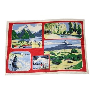 Fast Colours Irish Pure Linen Tea Towel Mount Egmont Mitre Peak Milford Sound